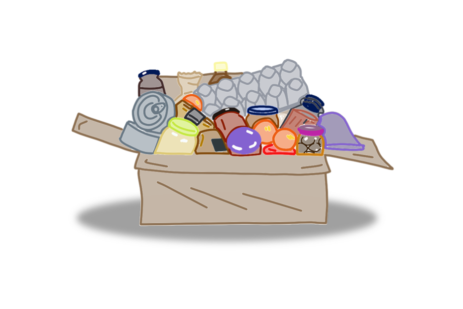 Коробка із харчами і ліками