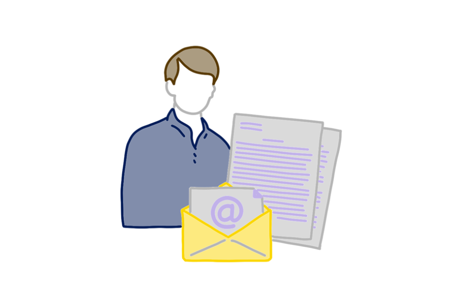 Людина і папка з документами на передньому плані